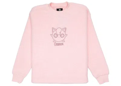 Pre-owned Converse Pokemon Jigglypuff Sherpa Crewneck Sweatshirt In Pink