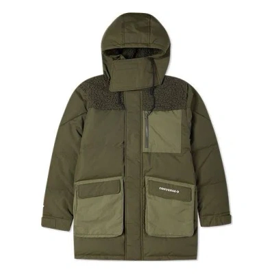 Converse Premium Mid Down Jacket 'cargo Khaki' In Green