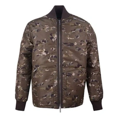 Converse Printed Camo Mid Stand Collar Down Jacket 'camo Green' In Brown