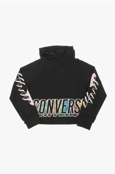 Converse Printed Hoodie Sweatshirt In Black