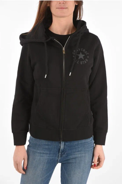 Converse Printed Hoodie Sweatshirt In Black