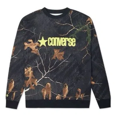 Converse Realtree Printed Crew Neck Sweatshirt 'black' In Blue