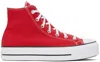 CONVERSE RED CHUCK TAYLOR ALL STAR LIFT HI SNEAKERS