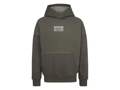 Converse Relaxed Fleece Pullover Hoodie (big Kids) Boy's Sweatshirt Cargo Khaki : Sm (7-8 Big Kid), Cotton/fl In Green