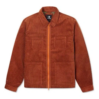 Converse Retro Solid Color Corduroy Jacket Red Brown