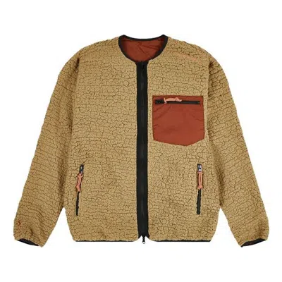 Converse Reversible Polar Fleece Stay Warm Logo Jacket In Brown