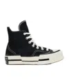 Converse Round Head And High Top Lace-up Casual Sneakers In Black