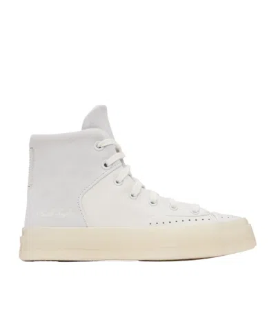 Converse Round Head Strapped High-top Casual Sneakers In White
