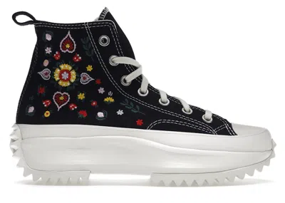 Pre-owned Converse Run Star Hike Hi Floral Embroidery Sneakers In Black/egret/midnight Clover In Multi