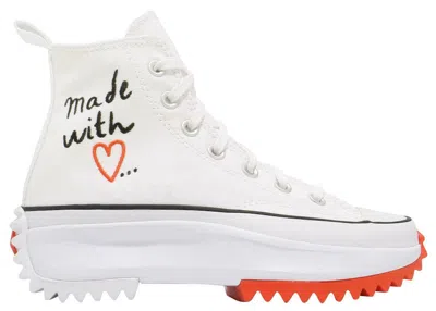 Pre-owned Converse Run Star Hike Hi Made With Love (women's) Sneakers In White/bright Poppy/black In Multi