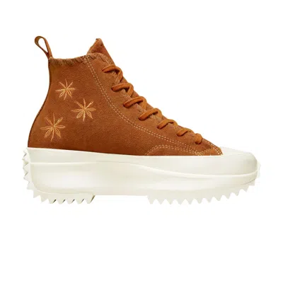 Pre-owned Converse Run Star Hike Platform High 'embroidered Floral - Amber' In Brown
