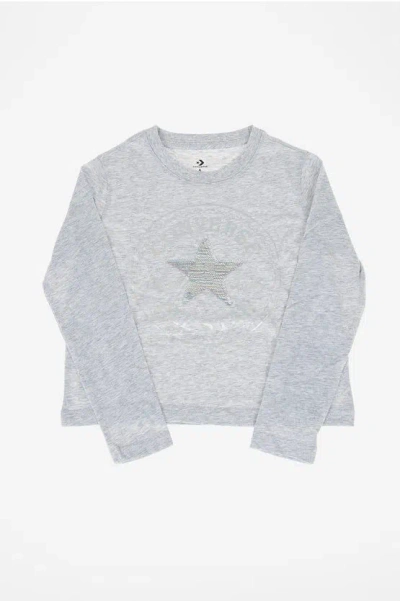 Converse Sequined T-shirt In Gray