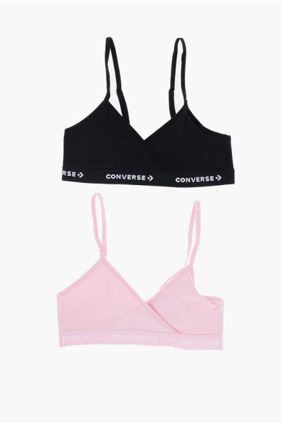 Converse Set Of 2 Stretch Cotton Triangle Bra In Black