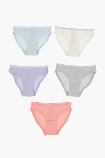 Converse Set Of 5 Stretch Cotton Briefs With Logoed Elastic Band In Multi