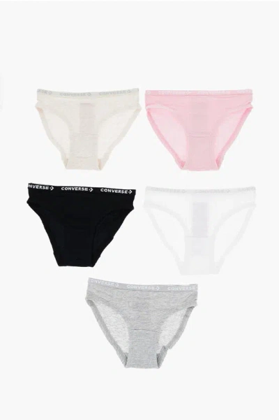 Converse Set Of 5 Stretch Cotton Briefs With Logoed Elastic Band In Multi