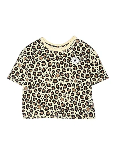 Pre-owned Converse Kids' Short Sleeve Top Gold Animal Print Pattern Crew Neck Tops