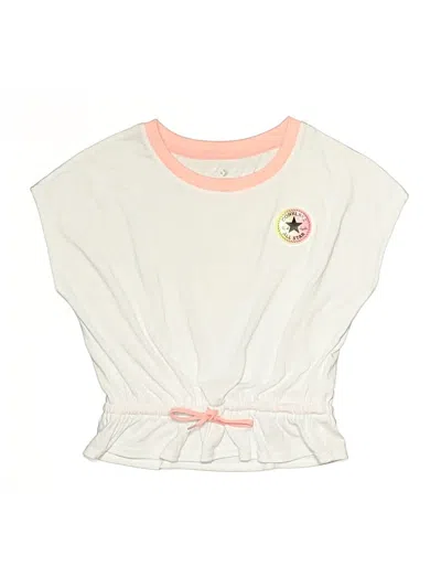 Pre-owned Converse Kids' Short Sleeve Top Ivory Keyhole Neckline Tops In White