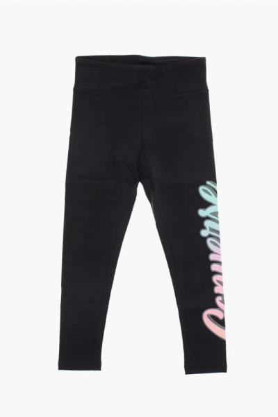 Converse Side Logo Print High Waist Leggings In Black