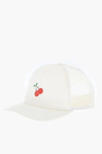 Converse Solid Colour Cap With Mesh Lining And Cherry Print In White