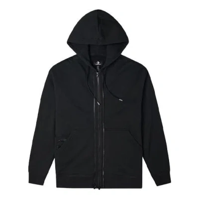 Converse Solid Color Zipper Long Sleeves Hooded Jacket Couple Style Black