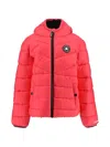 Converse Solid Hooded Logo Puffer Jacket In Red