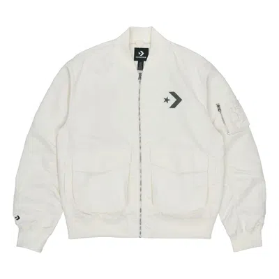 Converse Ss22 Logo Loose Sports Retro Aviator Jacket Couple Style White