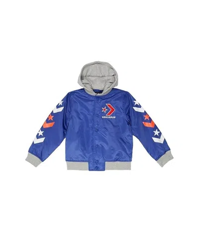 Converse Kids' Star Chevron Bomber Jacket Boys Blue Long Sleeve Hooded Gbo307