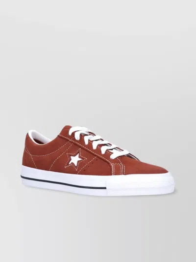 Converse Stitched Low Top Sneakers With Star Detail In Red
