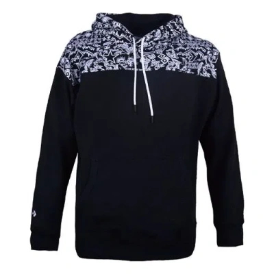 Converse Stitching Graphic Print Hooded Drawstring Sweatshirt Men Black