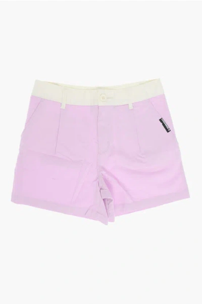 Converse Stretch Cotton Single-pleat Shorts In Pink