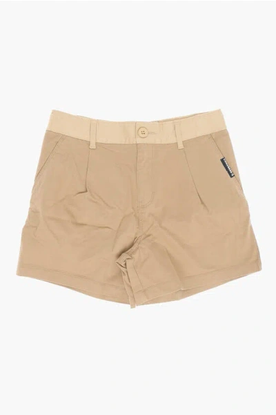 Converse Stretch Cotton Single-pleat Shorts In Neutral