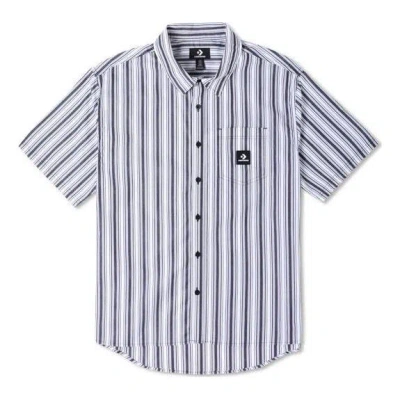 Converse Striped Short Sleeve Button Down 'blue' In Gray