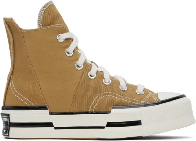 Converse Tan Chuck 70 Plus High Top Sneakers In Tan/egret/blk