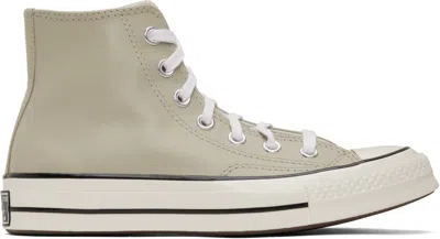 Converse Taupe Chuck 70 Leather High Top Sneakers In Pale Surplus/red/whi