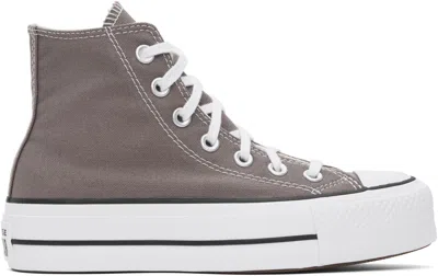 Converse Taupe Chuck Taylor All Star Lift Platform High Top Sneakers In Pure Pumice/wht/blk