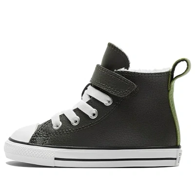 Converse (td)  Chuck Taylor All Star Easy-on Lined Leather 'green' In Black