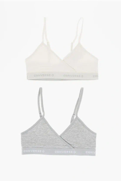 Converse Triangle 2 Pairs Of Bra Set With Logoed Band In Black