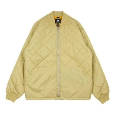 Converse Utility Fleece Padded Jacket 'beige' In Green