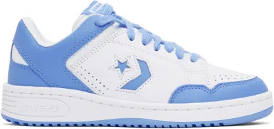 Converse White & Blue Weapon Low Top Sneakers In White/lt Blue/white