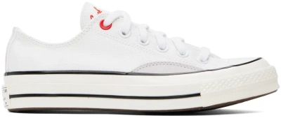 Converse White & Gray Chuck 70 Low Top Sneakers In White/pale Putty/fev