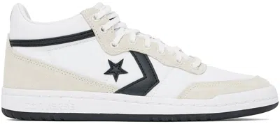 Converse White & Gray Cons Fastbreak Pro Mid Top Sneakers In White/black/egret