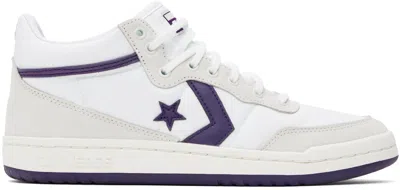 Converse White & Gray Fastbreak Pro Mid Top Sneakers In White/vaporous Gray