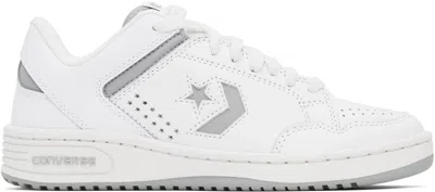 Converse White & Gray Weapon Leather Low Top Sneakers