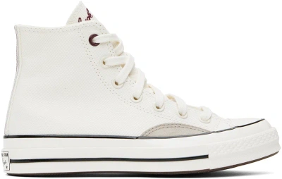 Converse White & Taupe Chuck 70 Mixed Materials High Top Sneakers In Egret/beach Stone/ch