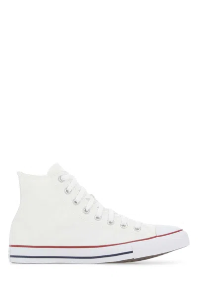 CONVERSE WHITE CANVAS CHUCK TAYLOR HI SNEAKERS