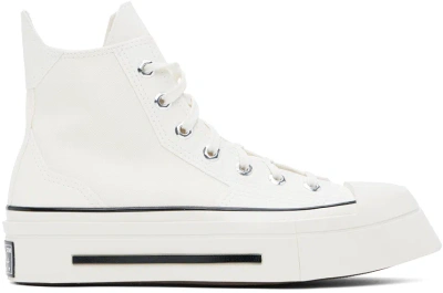 Converse White Chuck 70 De Luxe Squared High Top Sneakers In Egret/black/egret