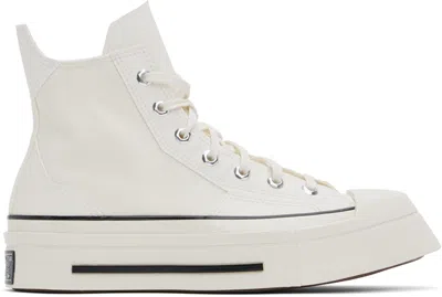Converse White Chuck 70 De Luxe Squared High Top Sneakers In Egret/black/egret