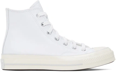 Converse White Chuck 70 Leather High Top Sneakers In White/fossilized/egr
