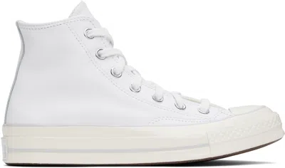 Converse White Chuck 70 Leather High Top Sneakers In White/fossilized/egr