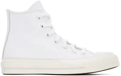 Converse White Chuck 70 Leather Sneakers In Wht/fossilized/egret
